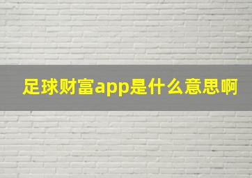 足球财富app是什么意思啊