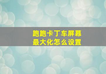 跑跑卡丁车屏幕最大化怎么设置