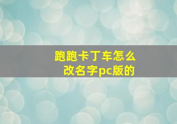 跑跑卡丁车怎么改名字pc版的