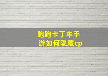 跑跑卡丁车手游如何隐藏cp