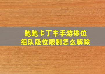 跑跑卡丁车手游排位组队段位限制怎么解除