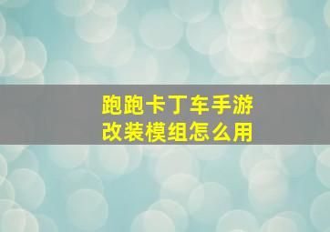 跑跑卡丁车手游改装模组怎么用