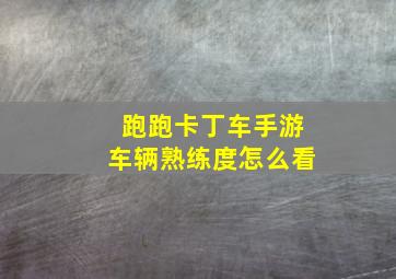 跑跑卡丁车手游车辆熟练度怎么看