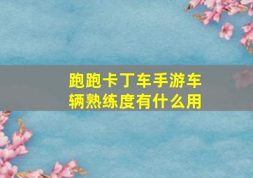 跑跑卡丁车手游车辆熟练度有什么用