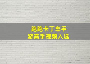 跑跑卡丁车手游高手视频入选