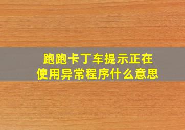 跑跑卡丁车提示正在使用异常程序什么意思