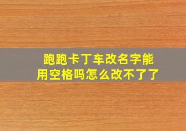 跑跑卡丁车改名字能用空格吗怎么改不了了