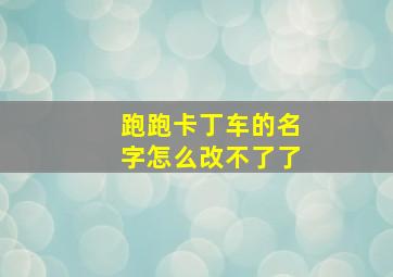 跑跑卡丁车的名字怎么改不了了