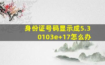 身份证号码显示成5.30103e+17怎么办