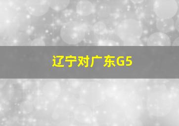 辽宁对广东G5