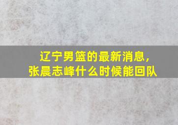 辽宁男篮的最新消息,张晨志峰什么时候能回队