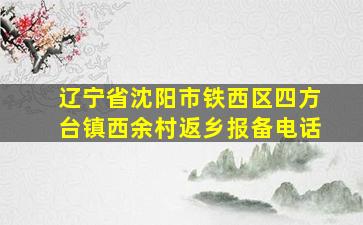 辽宁省沈阳市铁西区四方台镇西余村返乡报备电话