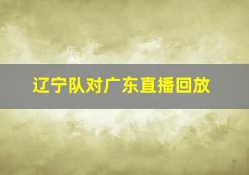 辽宁队对广东直播回放