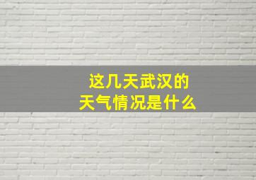 这几天武汉的天气情况是什么