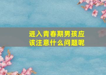 进入青春期男孩应该注意什么问题呢