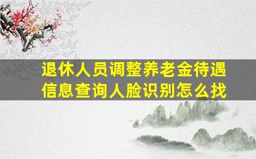 退休人员调整养老金待遇信息查询人脸识别怎么找