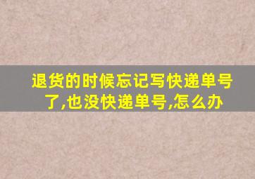 退货的时候忘记写快递单号了,也没快递单号,怎么办