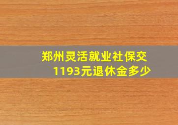 郑州灵活就业社保交1193元退休金多少