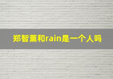 郑智薰和rain是一个人吗