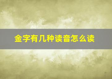 金字有几种读音怎么读