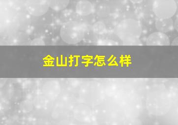 金山打字怎么样