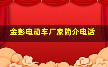 金彭电动车厂家简介电话