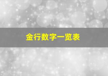 金行数字一览表