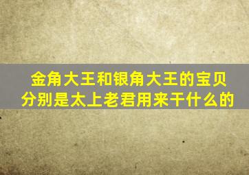 金角大王和银角大王的宝贝分别是太上老君用来干什么的