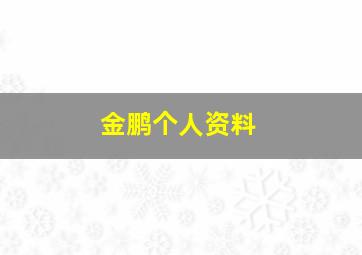 金鹏个人资料