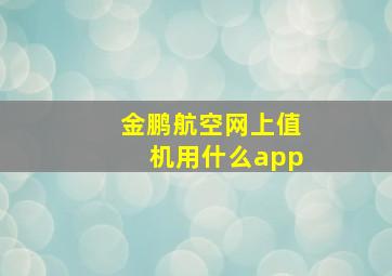 金鹏航空网上值机用什么app