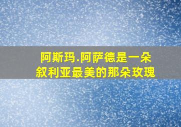 阿斯玛.阿萨德是一朵叙利亚最美的那朵玫瑰