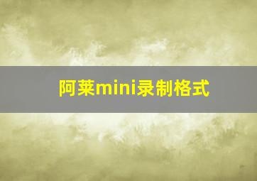 阿莱mini录制格式