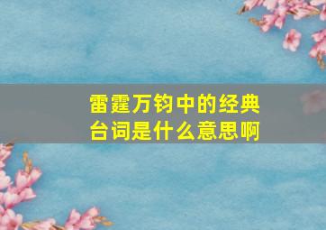 雷霆万钧中的经典台词是什么意思啊