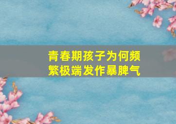 青春期孩子为何频繁极端发作暴脾气