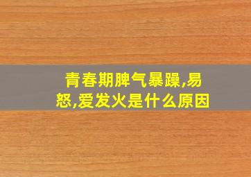 青春期脾气暴躁,易怒,爱发火是什么原因