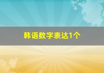 韩语数字表达1个