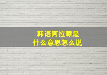 韩语阿拉嗦是什么意思怎么说