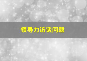 领导力访谈问题