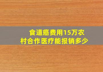 食道癌费用15万农村合作医疗能报销多少