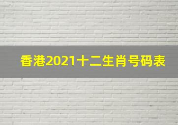 香港2021十二生肖号码表