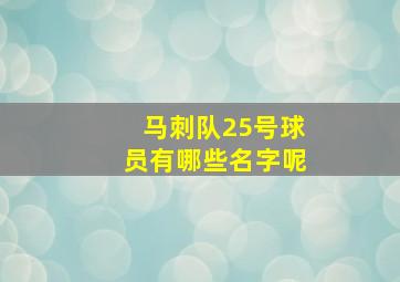 马刺队25号球员有哪些名字呢