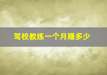 驾校教练一个月赚多少