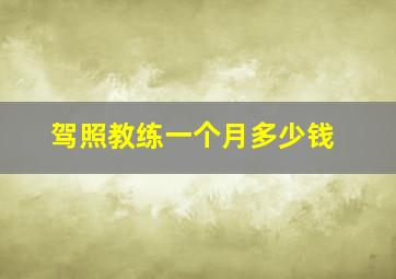 驾照教练一个月多少钱