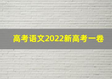 高考语文2022新高考一卷