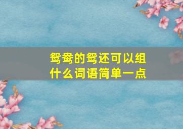 鸳鸯的鸳还可以组什么词语简单一点