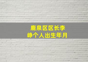 鹿泉区区长李峥个人出生年月