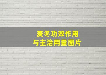 麦冬功效作用与主治用量图片