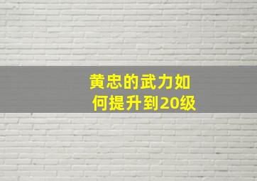 黄忠的武力如何提升到20级