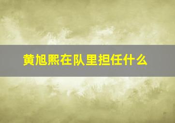 黄旭熙在队里担任什么