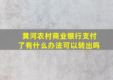 黄河农村商业银行支付了有什么办法可以转出吗